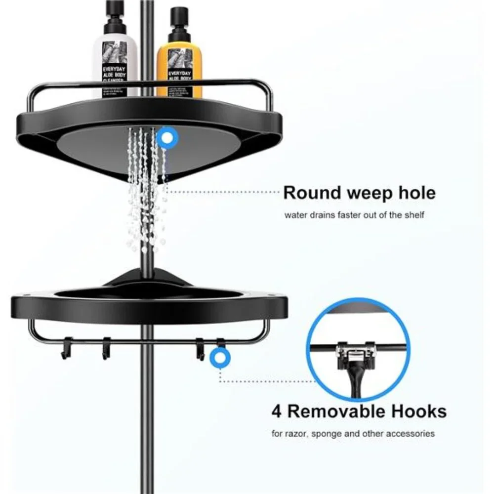 Corner Shower Caddy Tension Pole: Adjustable Stainless Steel Shower